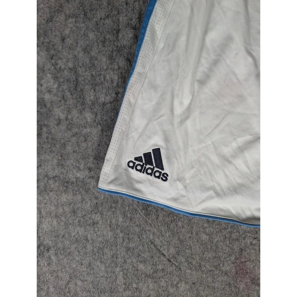 Adidas Aeroready Soccer Shorts White Light Blue Striped Mens Athletic Training